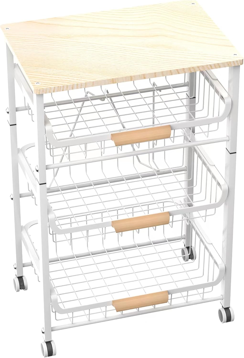 Food Storage Organizer - 4-Layer Stackable Kitchen Storage Basket, Pull-Out