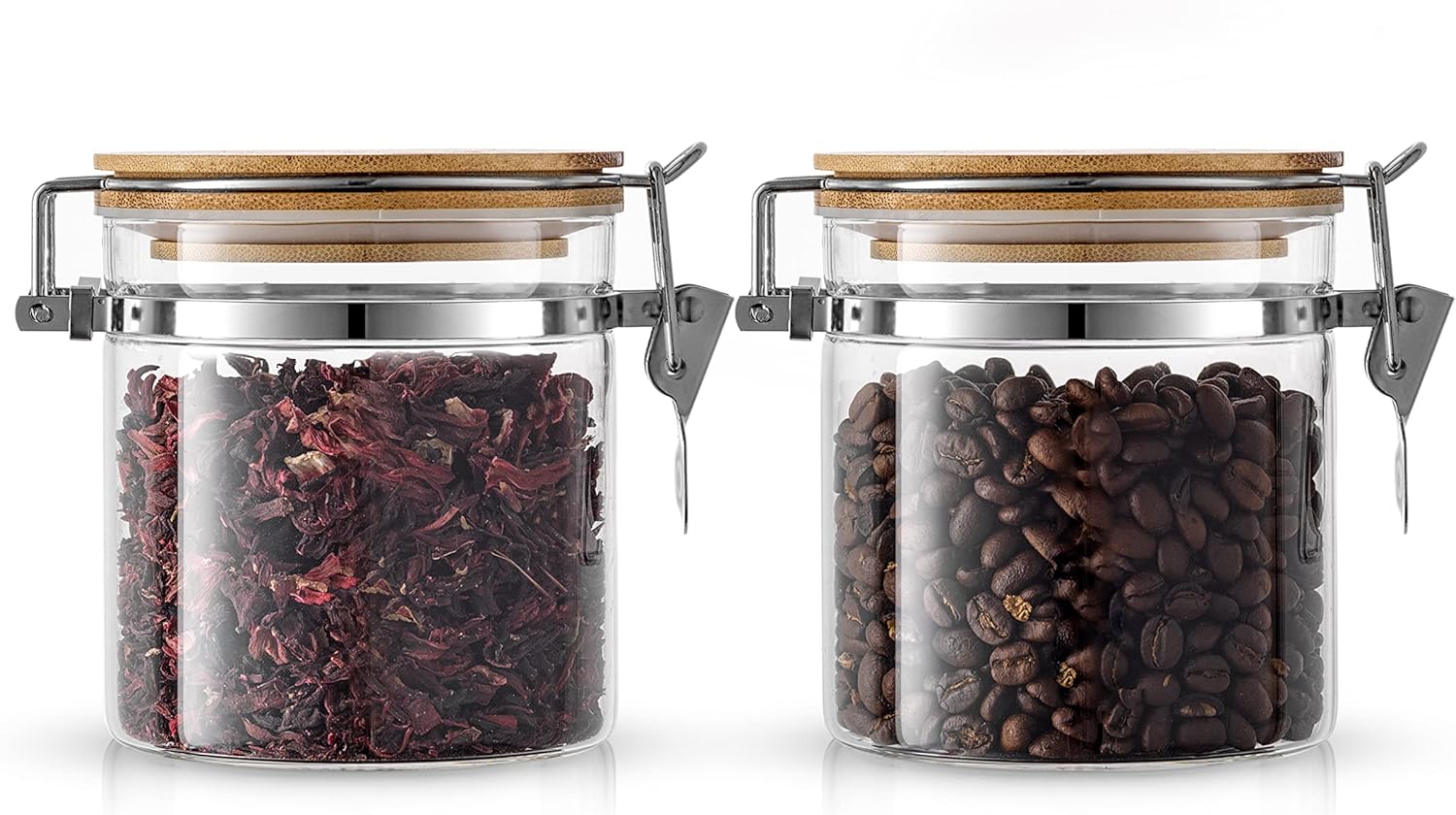 Food Storage Glass - Glass Jars With Bamboo Lids (12