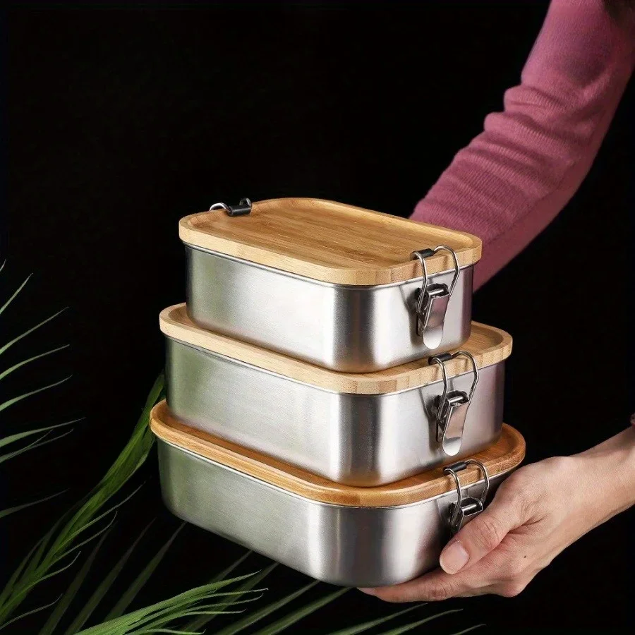 Food Storage Ideas - New 304 stainless steel bamboo lid