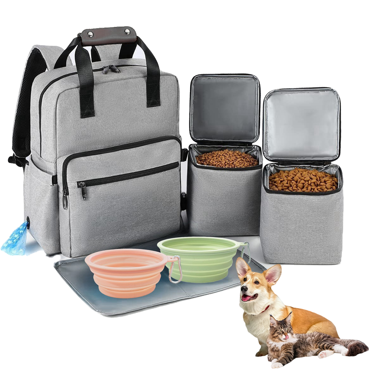 Food Storage Hiking - 4 Set Dog Travel Bag Multi-Function