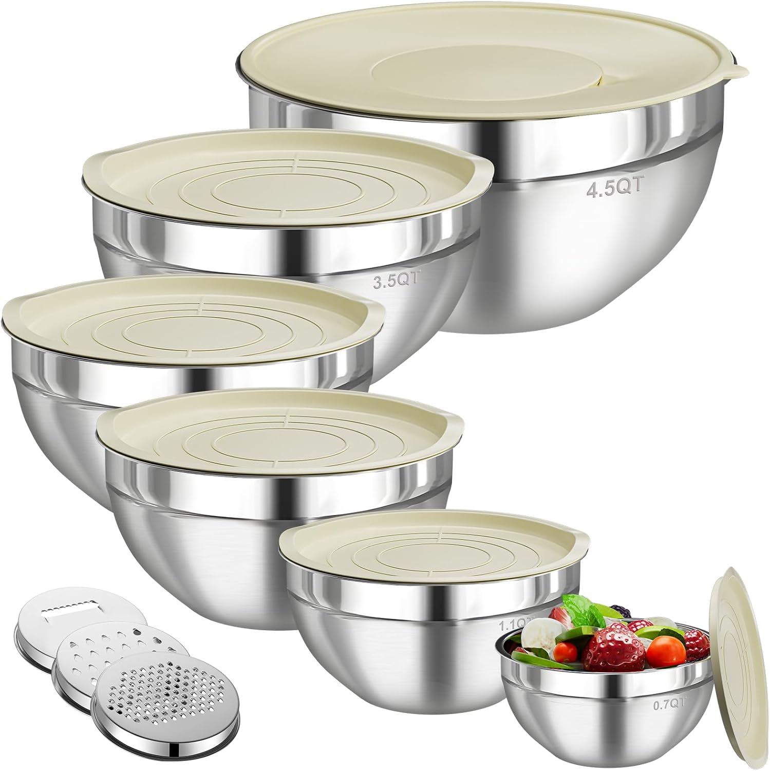 Food Storage Large - Mixing Bowls with Lids Set 6PC