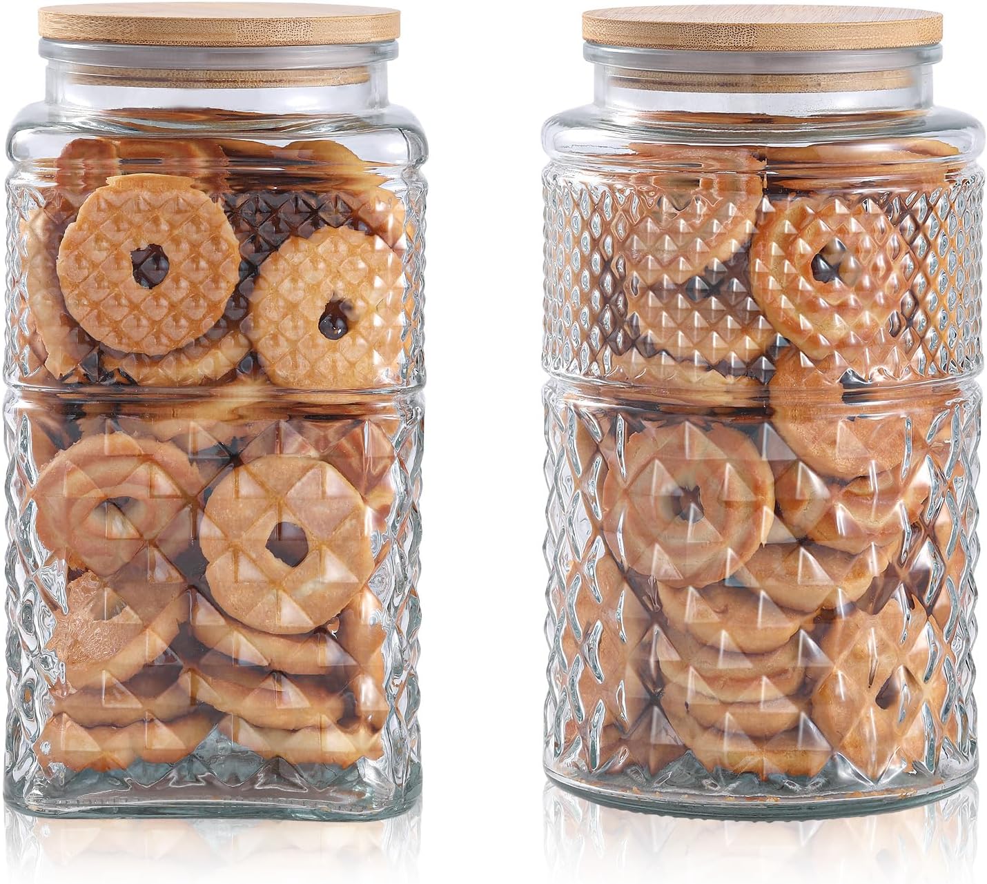 Food Storage Glass Containers Large - 0.7Gallon/2600ml Glass Cookie Jar, Set of
