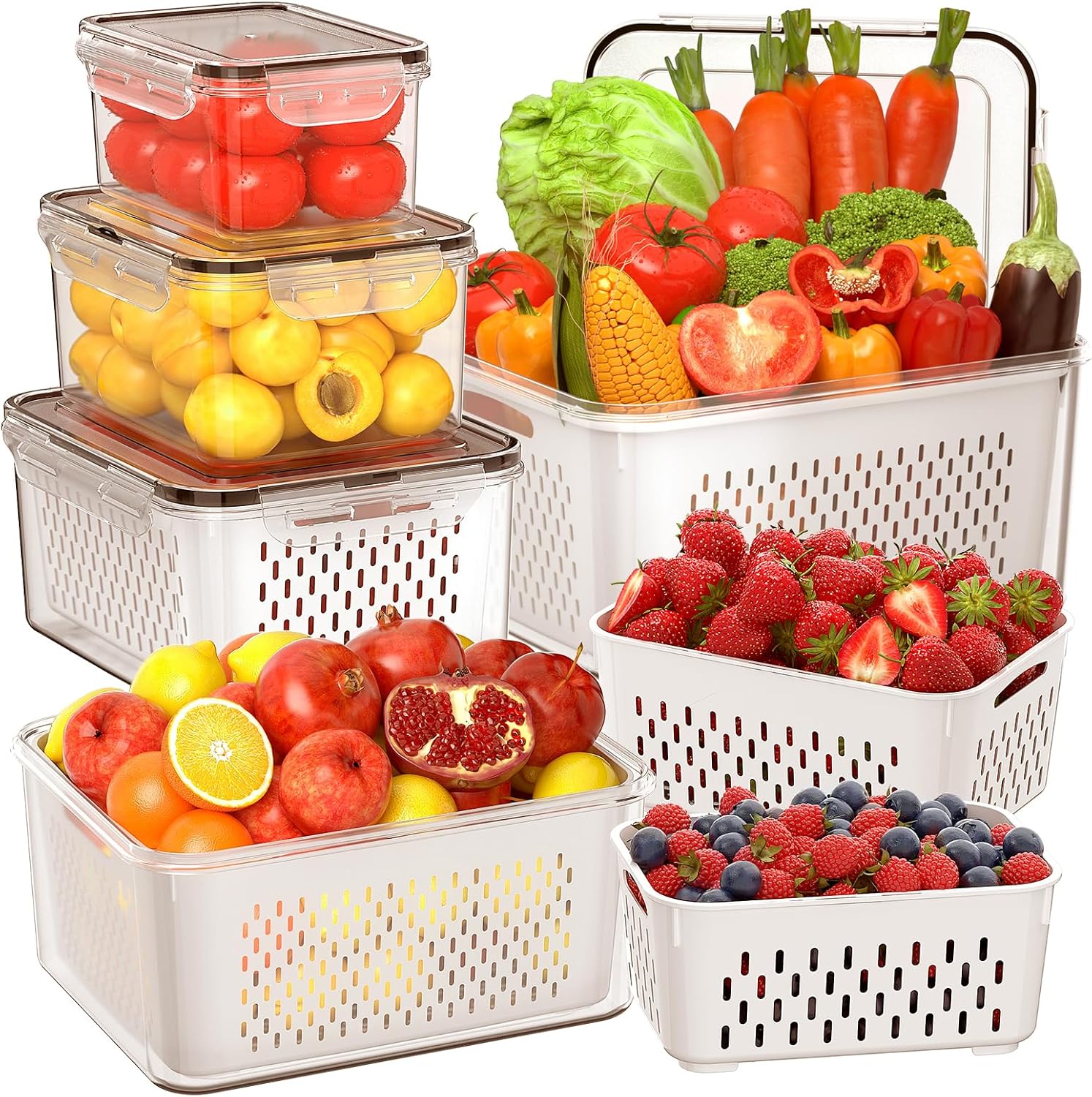 Food Storage Containers With Lids - 5 PCS Large Fruit Storage Containers