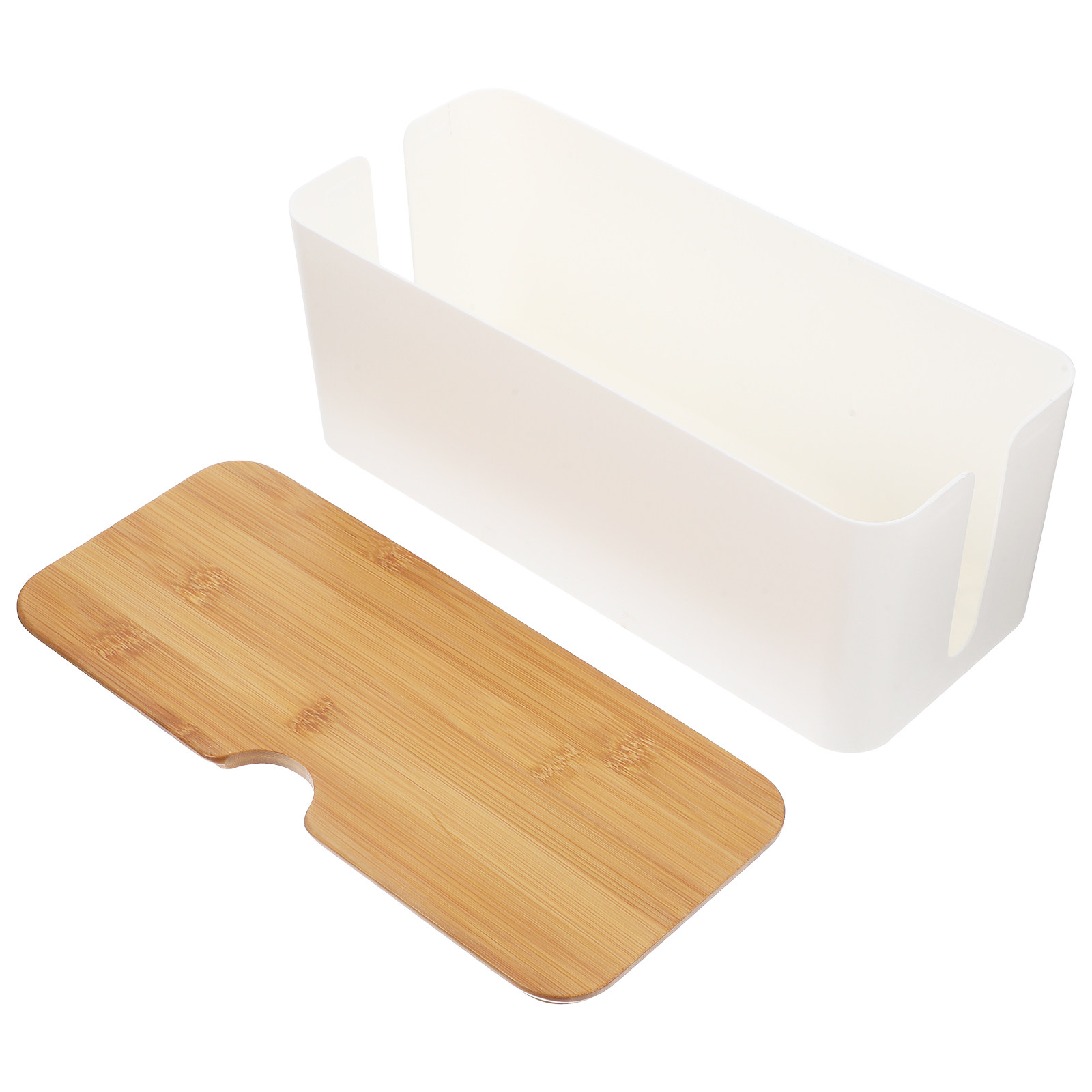 Food Storage Large - Cable Management Box with Smooth Bamboo