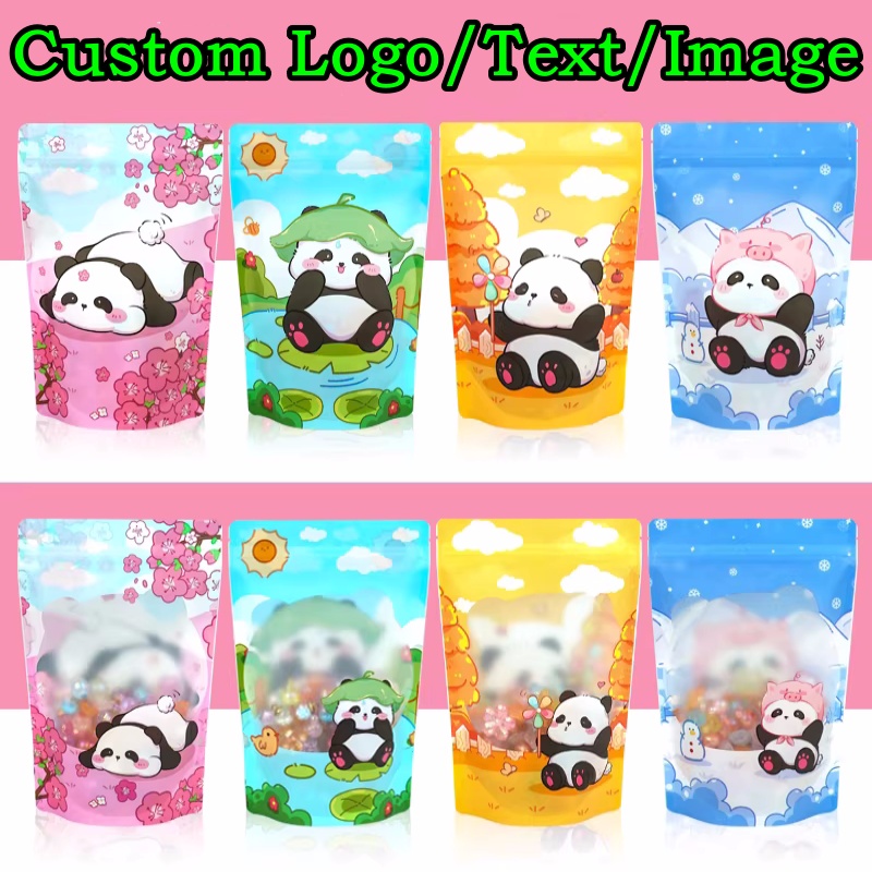 Food Storage Zip Lock Bags - 100PCS Aluminum Foil Stand-up Ziplock Window