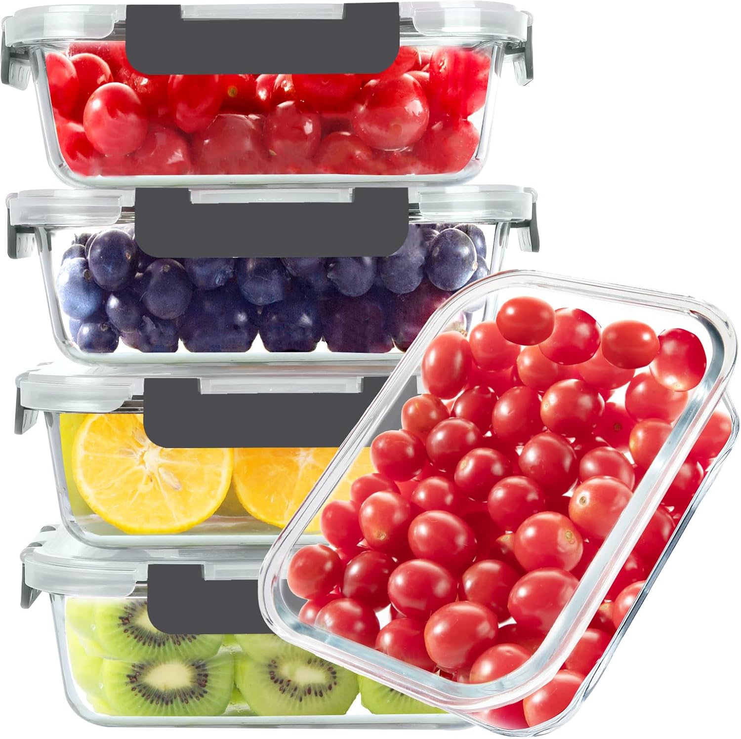 Food Storage Containers With Lids - Glass Food Storage Containers, 5 Pack