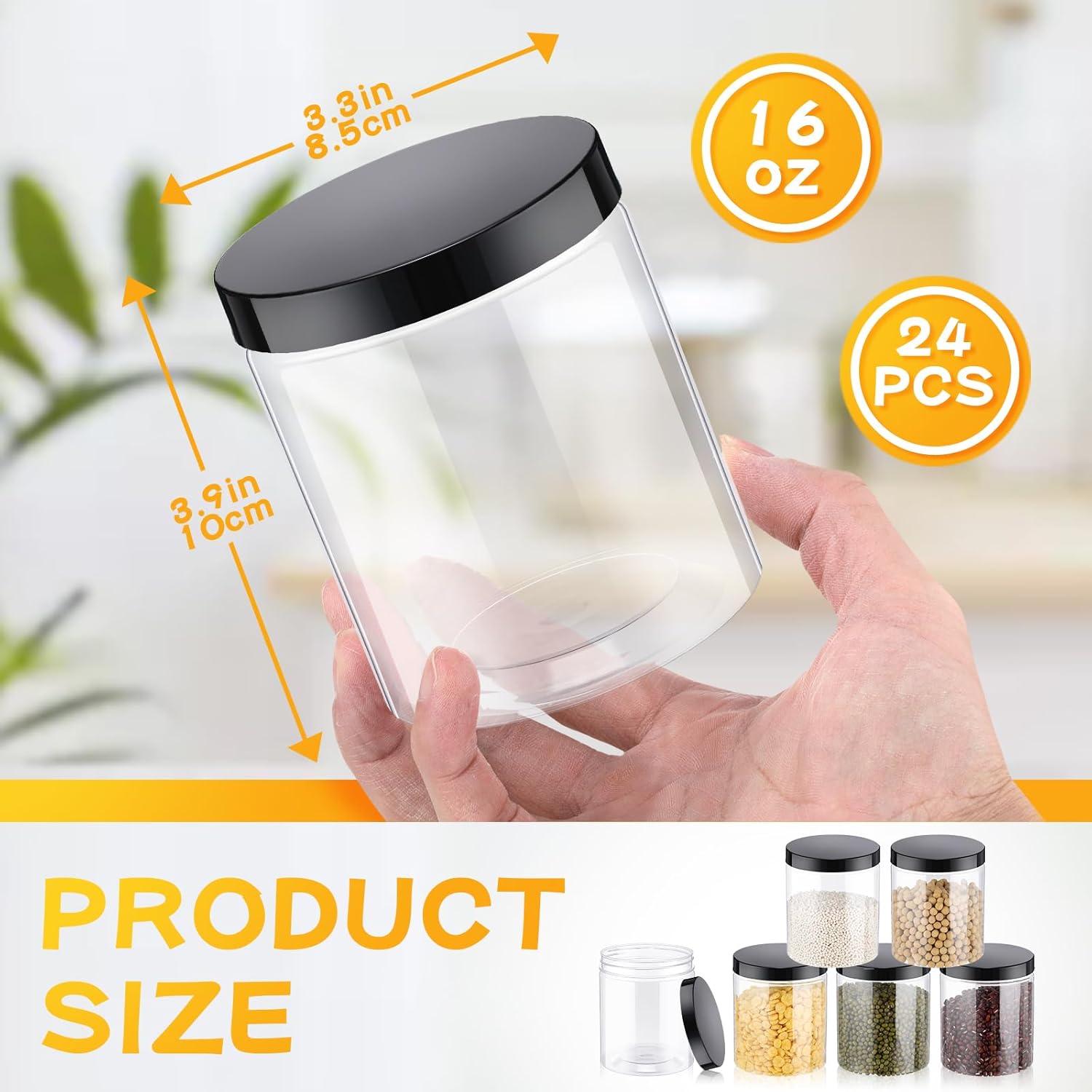 24 Pcs 16oz Plastic Jars with  - Food Storage Containers With Lids recensie en prijs