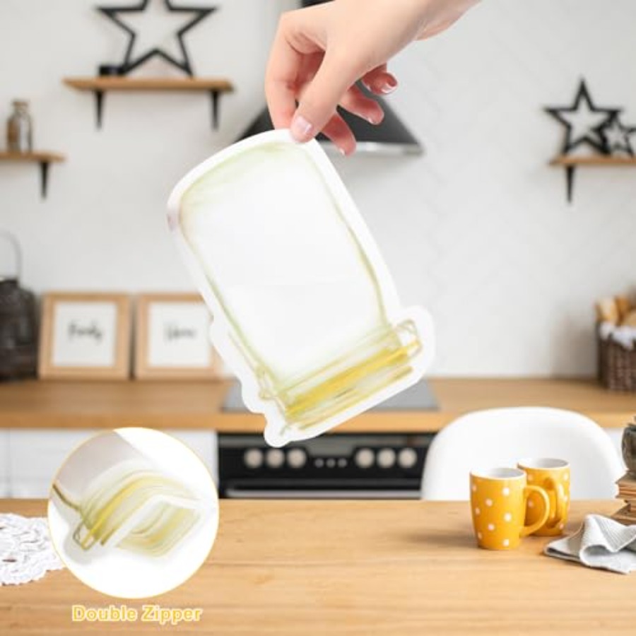 16Pcs Mason Jar Bags 5 oz - Re - Food Storage Zip Lock Bags recensie en prijs