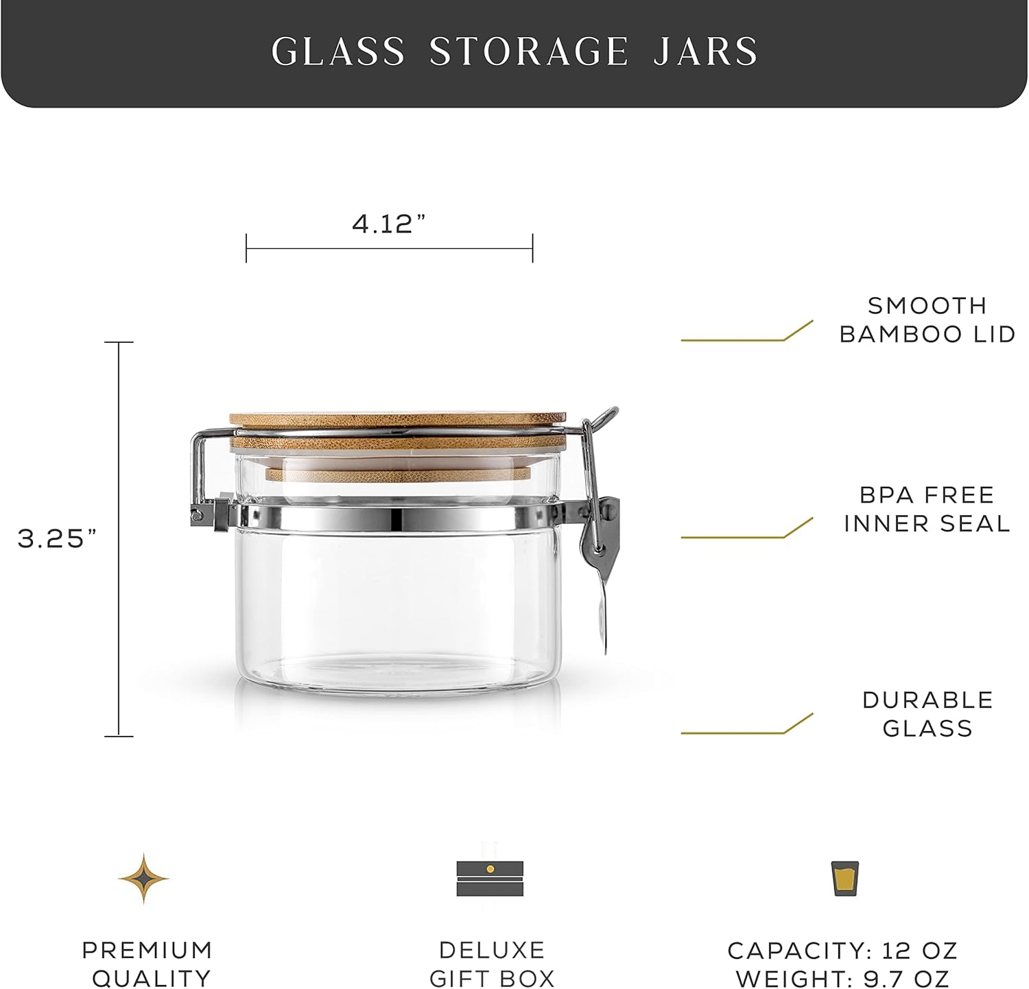 Glass Jars With Bamboo Lids (1 - Food Storage Glass recensie en prijs