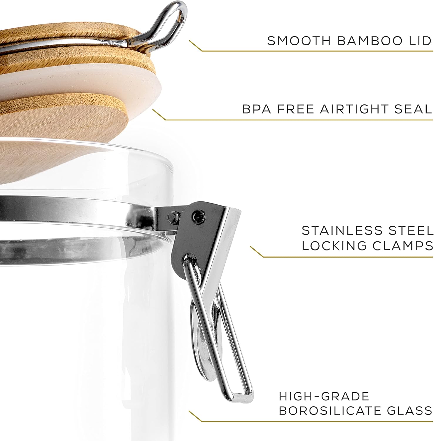 Glass Jars With Bamboo Lids (1 - Food Storage Glass recensie en prijs