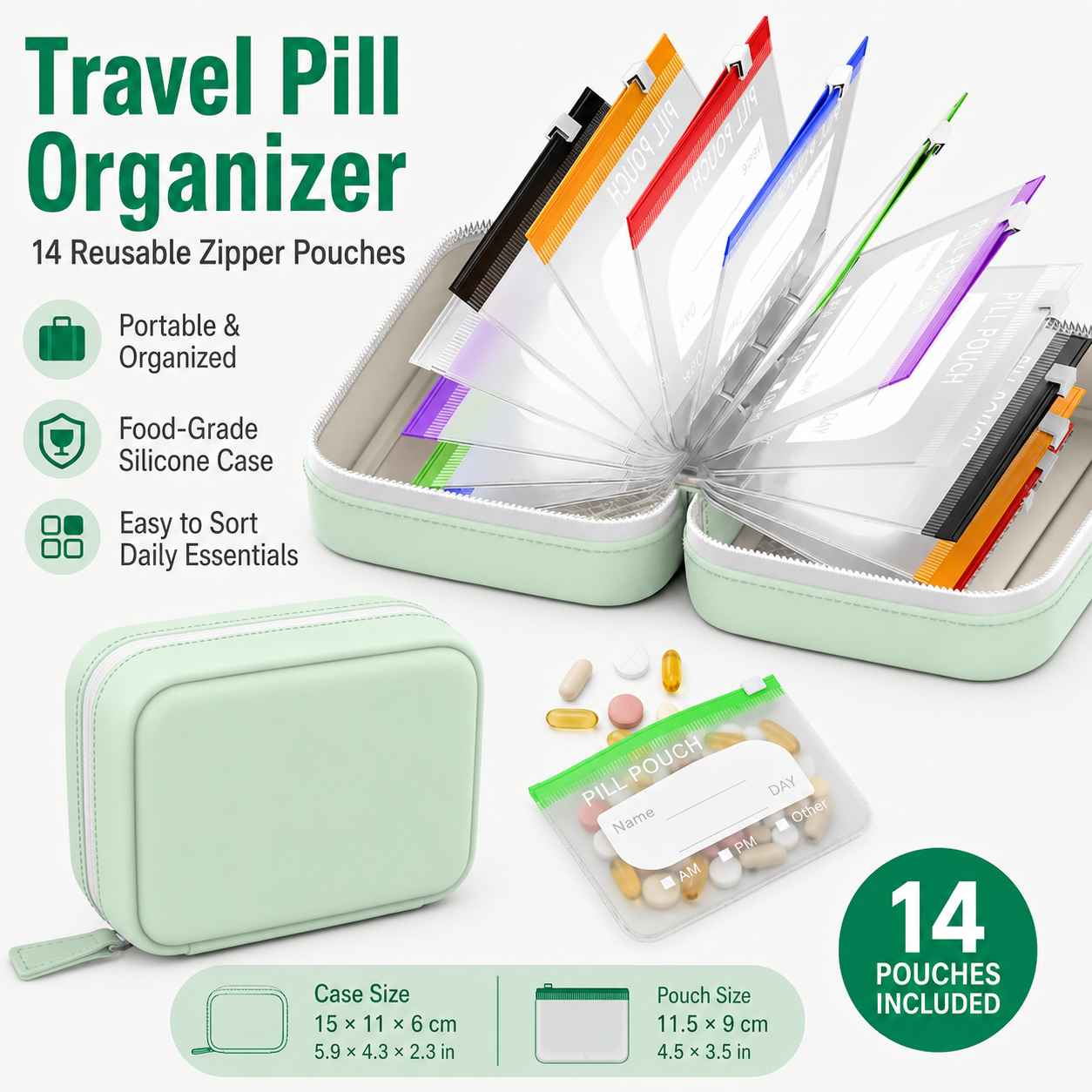 Travel Pill Organizer with 14  - Food Storage Essentials recensie en prijs