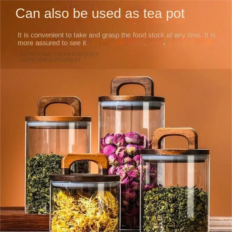 800-2100ml Wood Lid Glass Jar  - Food Storage Glass Containers Large recensie en prijs