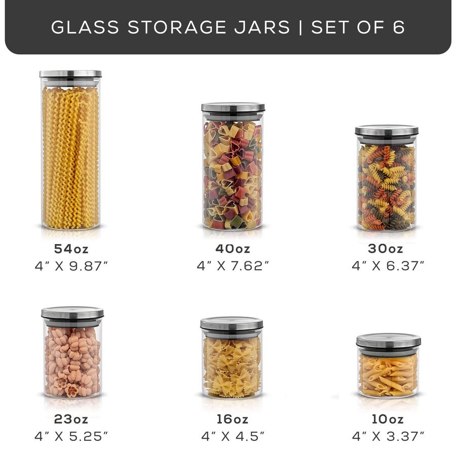 Kitchen Canister Set. 6 Glass  - Food Storage In Stainless Steel recensie en prijs