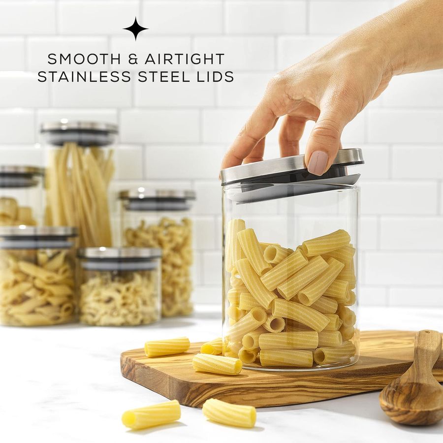 Kitchen Canister Set. 6 Glass  - Food Storage In Stainless Steel recensie en prijs