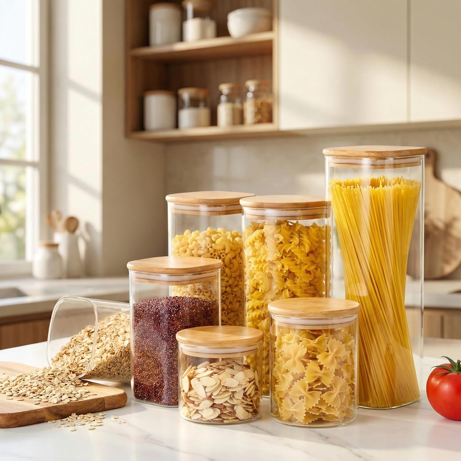 Square Glass Jars with Bamboo  - Food Storage Glass recensie en prijs
