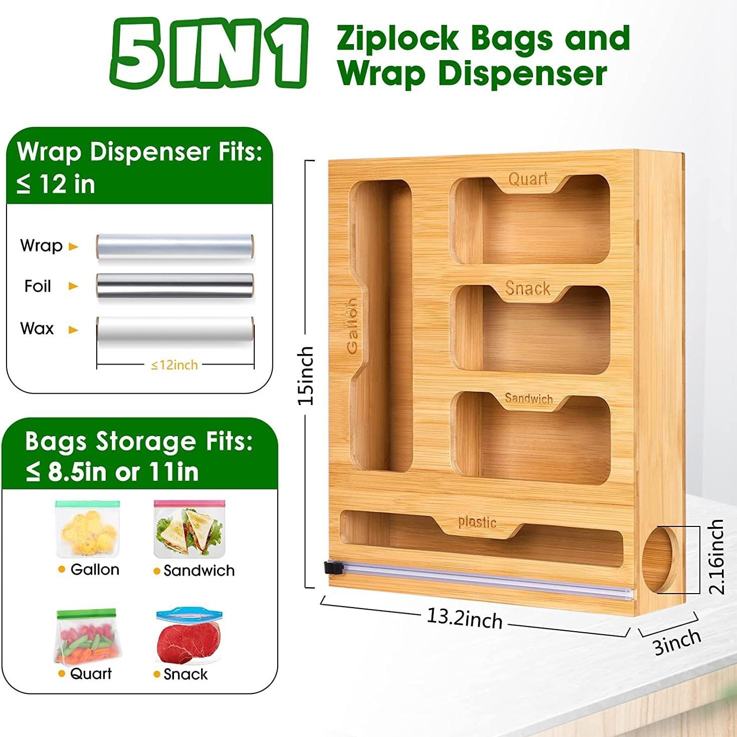 Bamboo Ziplock Food Bag Holder - Food Storage Zip Lock Bags recensie en prijs