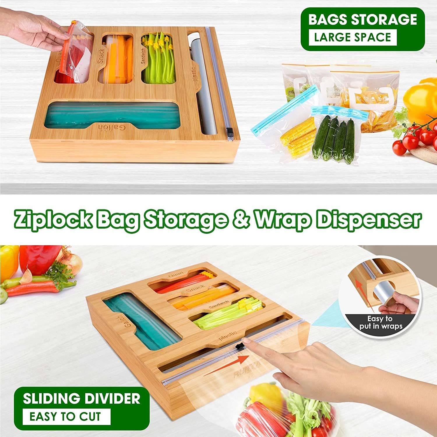 Bamboo Ziplock Food Bag Holder - Food Storage Zip Lock Bags recensie en prijs