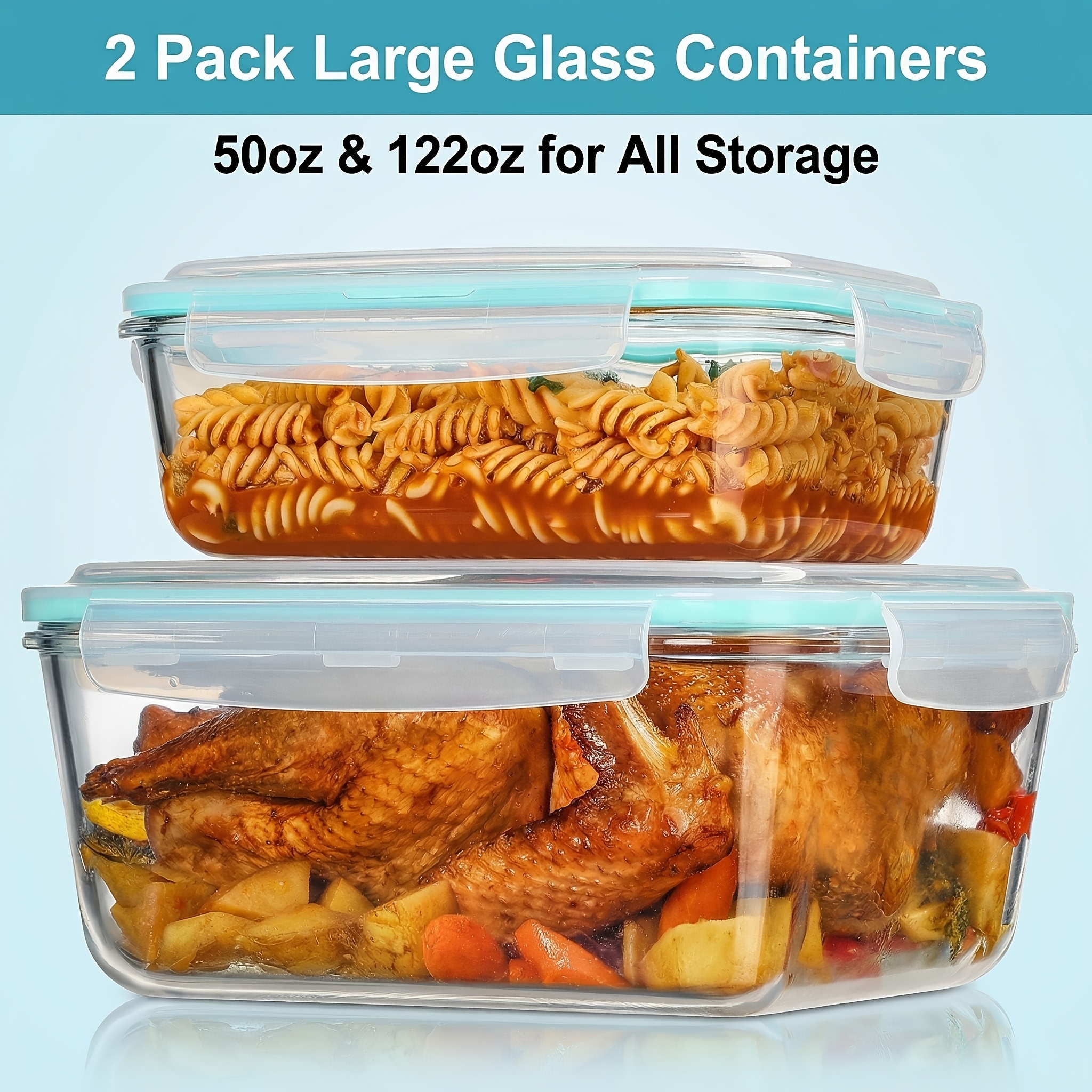 2 Pack Large Glass Food Storag - Food Storage Glass Containers Large recensie en prijs