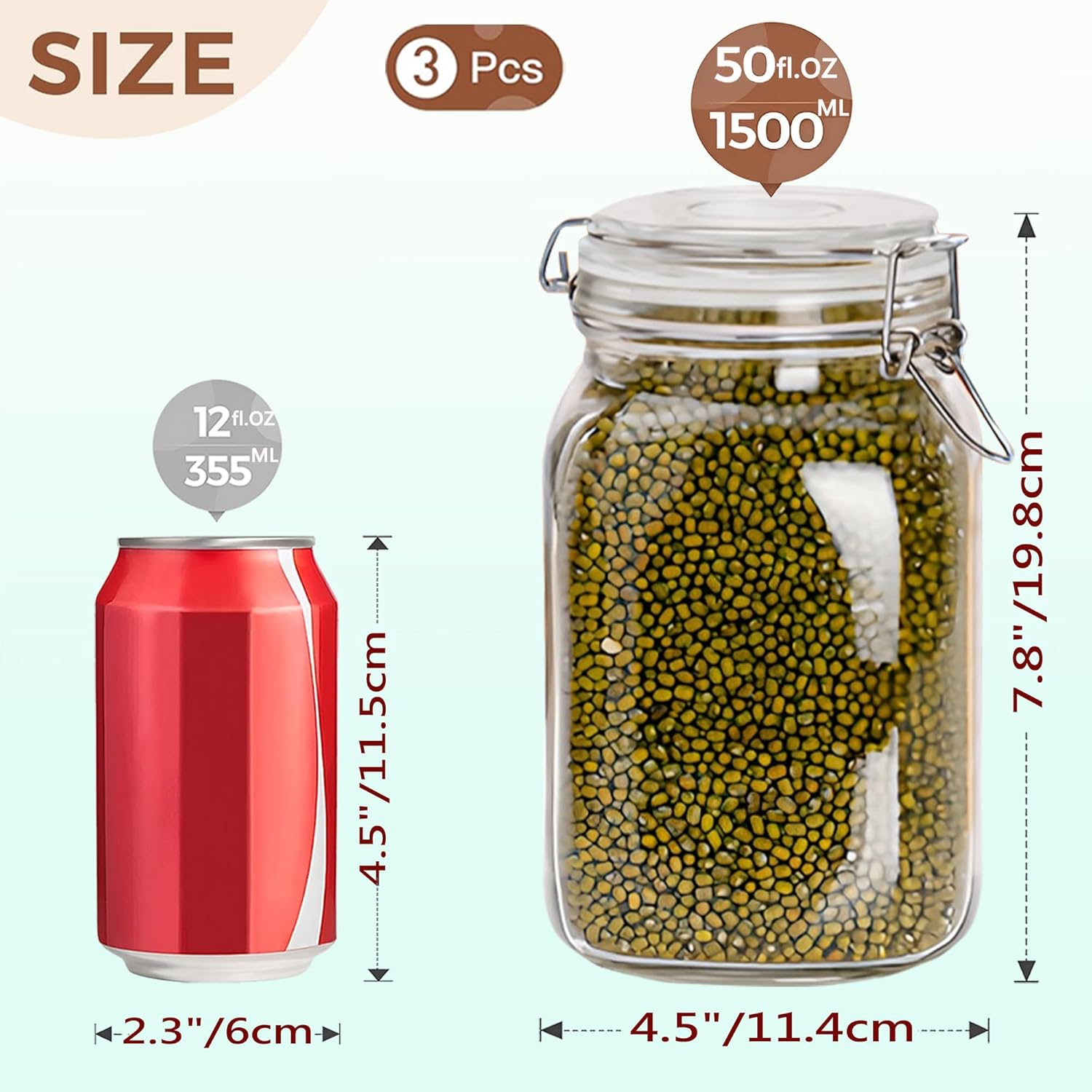Clear Food Storage Jars 50oz S - Food Storage Glass recensie en prijs