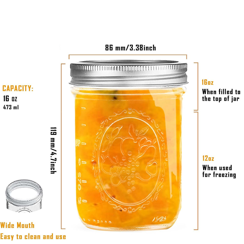 16oz Wide Mouth Mason Jars wit - Food Storage Lid recensie en prijs