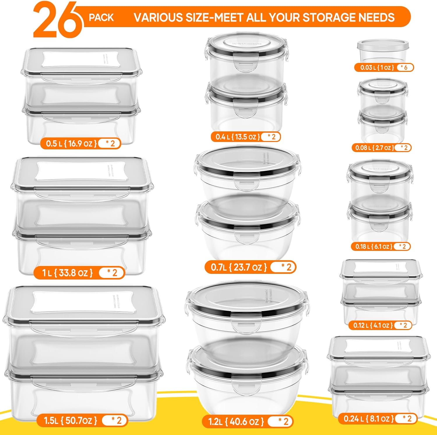 52 PCS Food Storage Containers - Food Storage Containers With Lids recensie en prijs