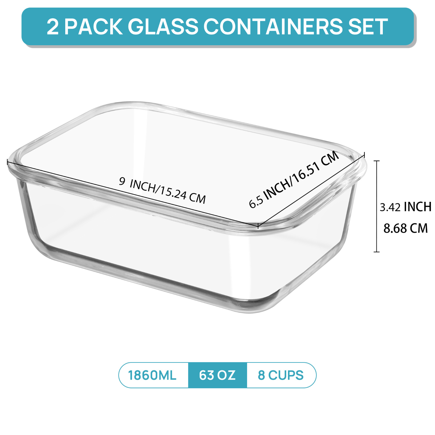 us2Pack 1860ml/ 63oz Large Gla - Food Storage Glass Containers Large recensie en prijs