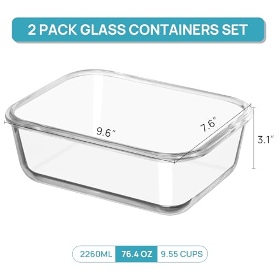 2Pack 2260ml/ Large Glass Stor - Food Storage Glass Containers Large recensie en prijs
