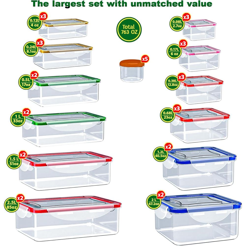 70 Pcs Large Food Storage Cont - Food Storage Containers With Lids recensie en prijs